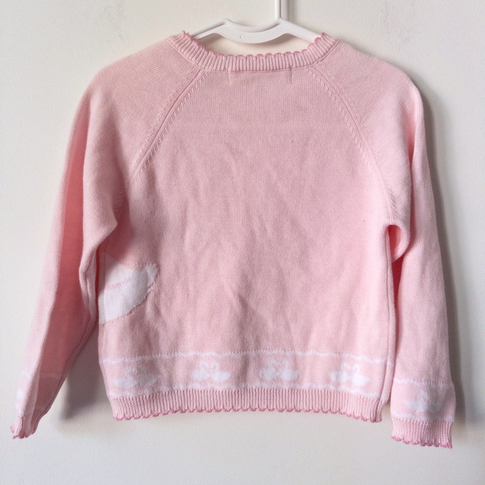 Zubels Girls Pink Swan Applique Knit Sweater with Buttons Adorable Cute - Picture 7 of 8
